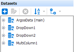 The Datasets area showing ArgosData (main), DropDown1, DropDown2, and MultiColumn1